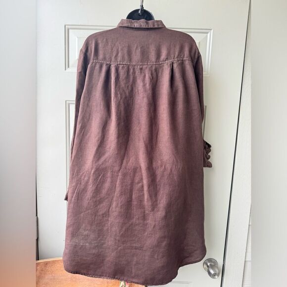Match Point Tan Brown 3/4 Sleeve 100% Linen Tunic Top Coastal Grandma Small - Picture 4 of 10